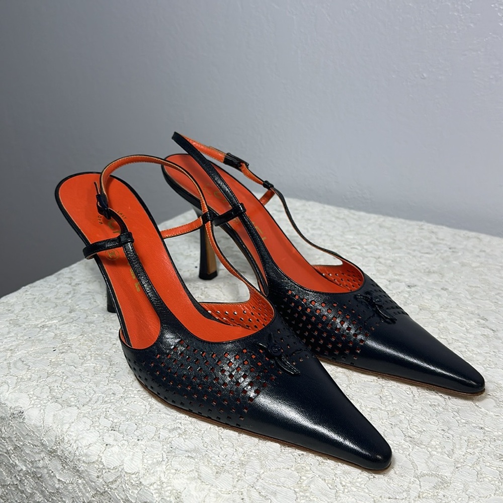 Chanel Leather Perforated Slingbacks Heels